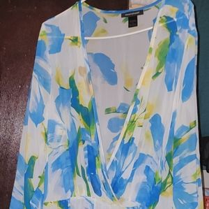 ASHLEY STEWART MULTI PRINT pus size maxi dress